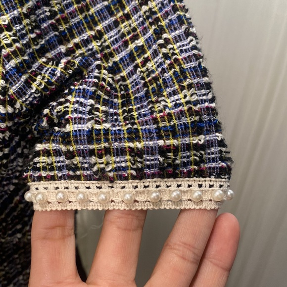 Zara Tweed Style Pearl Classy Top Size M - Picture 6 of 7